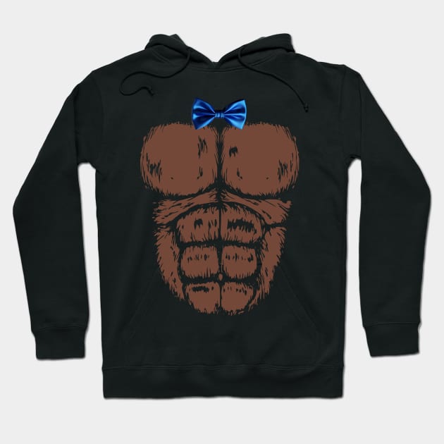 Gorilla Chest with Blue Bow Tie Funny Halloween Monkey Hoodie by Mind Your Tee